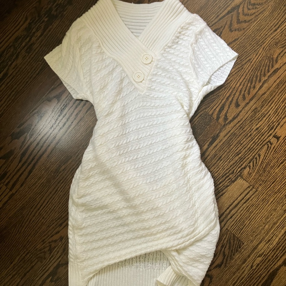 Pink Rose Ivory Knit Sweater Dress